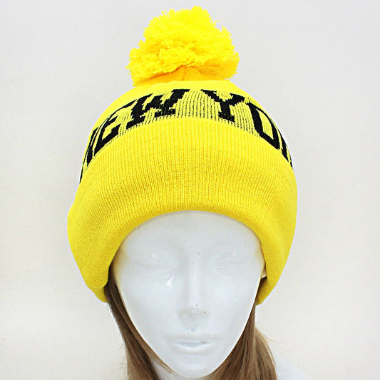 HATEGORY "New York" Acrylic Pom Beanie