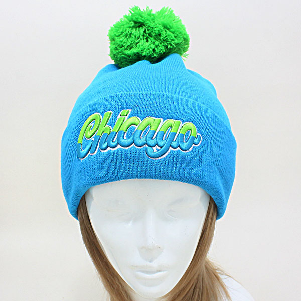 HATEGORY "Chicago" Embroidered Acrylic Pom Beanie