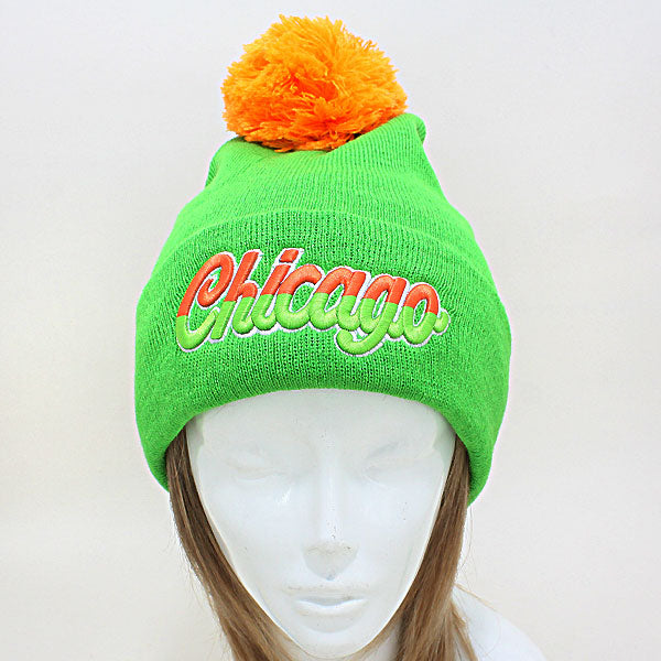 HATEGORY "Chicago" Embroidered Acrylic Pom Beanie
