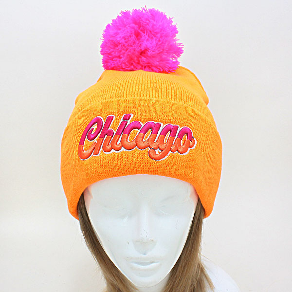 HATEGORY "Chicago" Embroidered Acrylic Pom Beanie