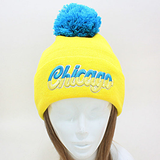 HATEGORY "Chicago" Embroidered Acrylic Pom Beanie