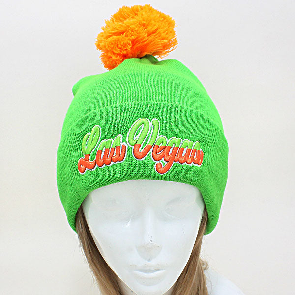 HATEGORY "Las Vegas" Embroidered Acrylic Pom Beanie