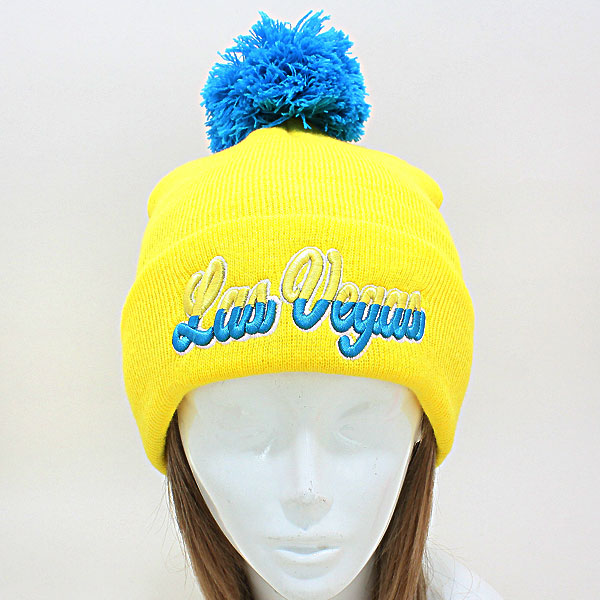 HATEGORY "Las Vegas" Embroidered Acrylic Pom Beanie