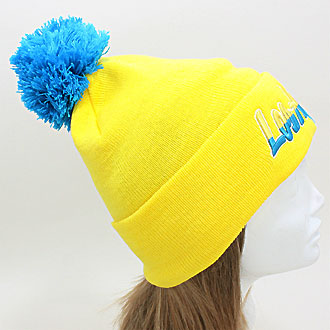 HATEGORY "Los Angeles" Embroidered Acrylic Pom Beanie