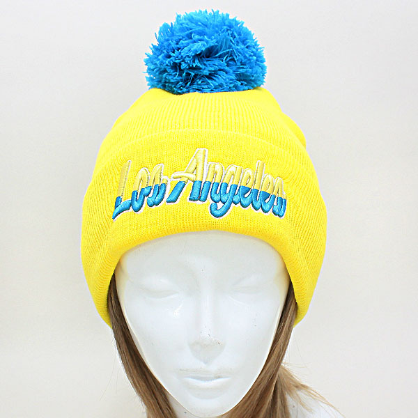 HATEGORY "Los Angeles" Embroidered Acrylic Pom Beanie