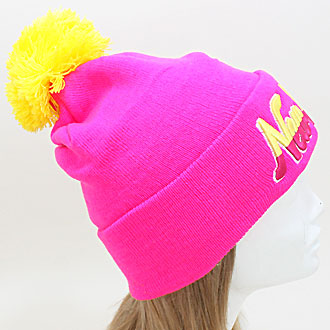 HATEGORY "New York" Embroidered Acrylic Pom Beanie