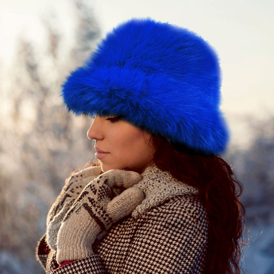 HATEGORY Fuzzy Faux Fur Bucket Hat