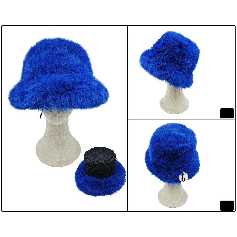 HATEGORY Fuzzy Faux Fur Bucket Hat