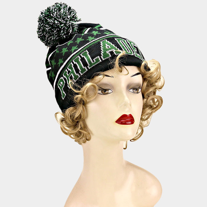 HATEGORY Philadelphia _ pom pom beanie hat