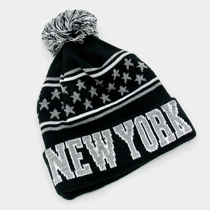 HATEGORY New York _ pom pom beanie hat