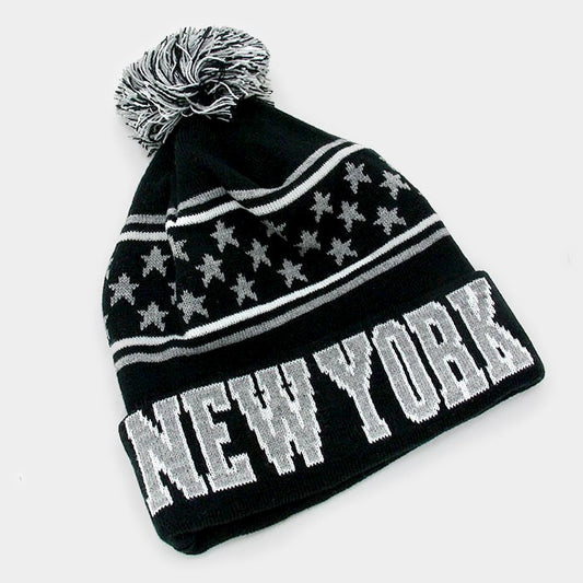 HATEGORY New York _ pom pom beanie hat