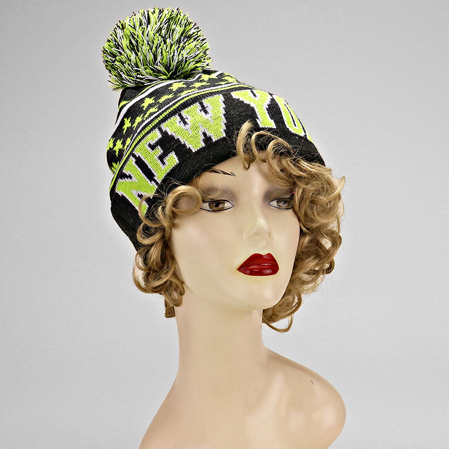 HATEGORY New York _ pom pom beanie hat