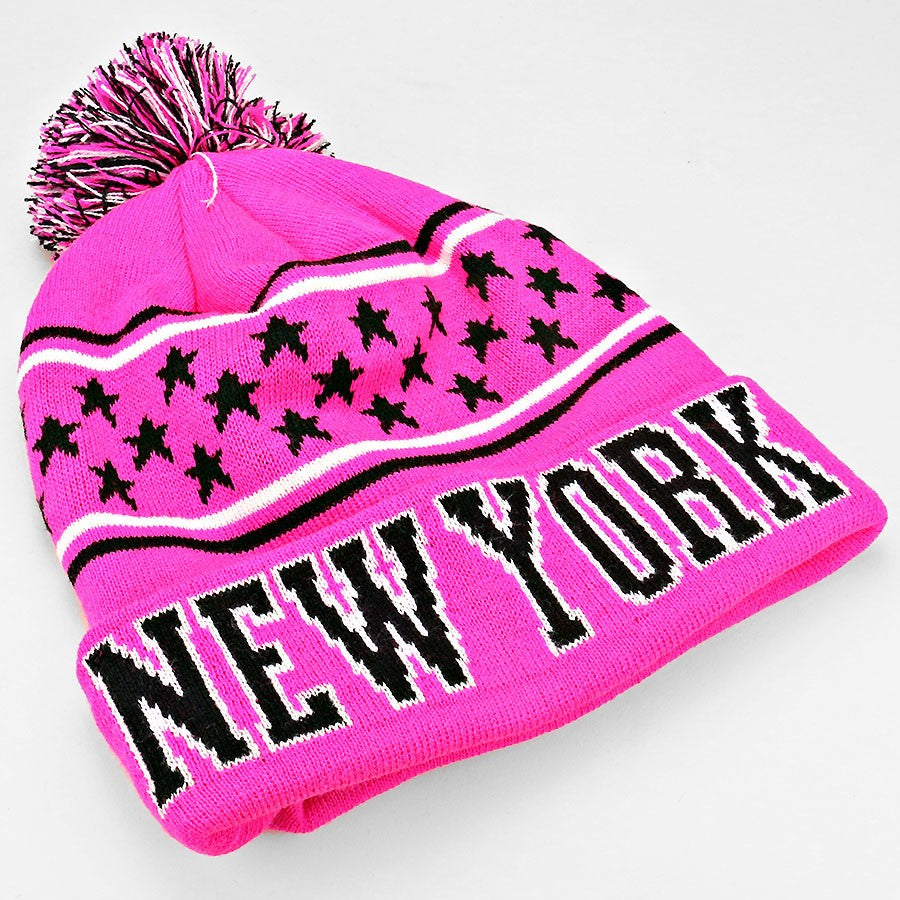 HATEGORY New York _ pom pom beanie hat