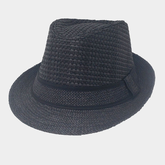 HATEGORY Solid Straw Fedora Hat