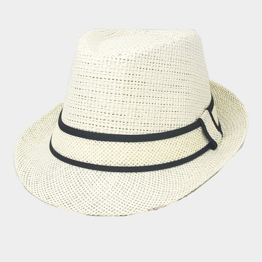 HATEGORY Solid Straw Fedora Hat