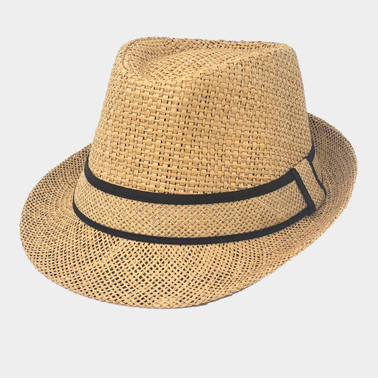HATEGORY Solid Straw Fedora Hat