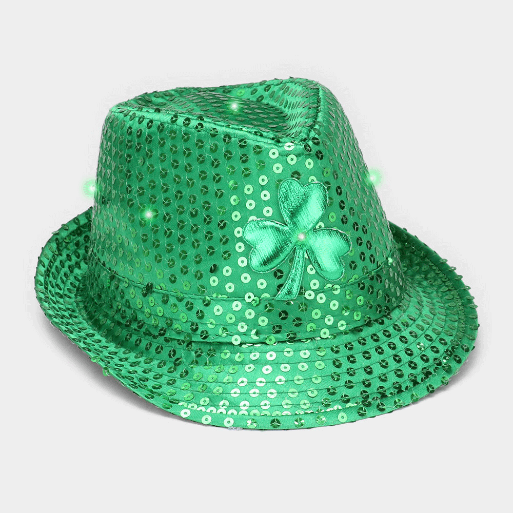 HATEGORY LED Light Up St. Patrick's Day Clover Party Fedora Hat